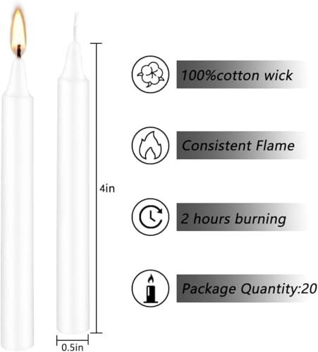 40 White Candles Mini Unscented Taper Candles for Christmas,Household, Wedding, Rituals, Prayer, Birthdays, Meditation, Altar,Party and Home Decor Candle Sticks - 4 Inch Tall - color: 40 White Color