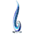 Luxury Lane Hand Blown Ocean Wave Sommerso Art Glass Sculpture for Home Decor 16 inch Tall Centerpiece Table Decoration - size: 16"