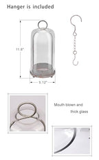 12" High Versatile Modern Metal Hurricane Lantern with Handmade Sturdy Glass Dome in Shabby White for Pillar Candle & Plants, Industrial, Farmhouse (White Shabby, 5"x12") - color: White Shabby, size: 5"x12"