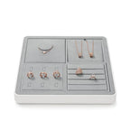 Microfiber Ring Display Stand Small Ring Tray Showcase Jewelry Display Home Organizer(Gray) - size: 5.49" x 5.51" x 0.78"