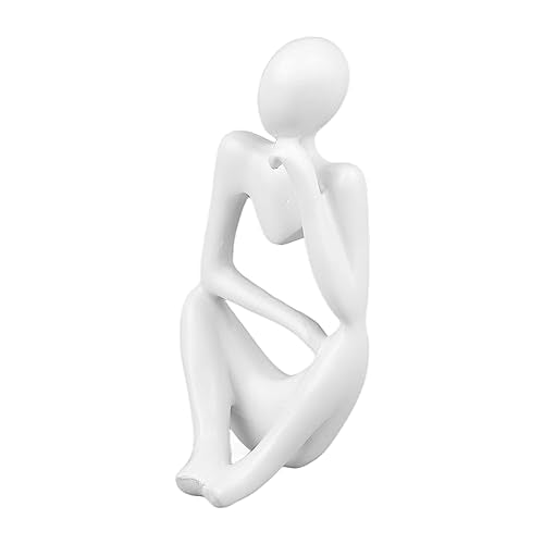 Abstract Thinker Statue | Synthetic Home Accent for Living Room/Office Desk/Bookshelf | Hollow Design Art Sculpture Collectible Present (White Left) - style: White Left
