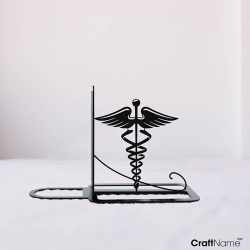 Custom Nurse Desk Decor Metal Bookends for Shelves Decorative, Medical School Book Ends Metal Art for Home Office Study Room, Doctor Nurse Gift - color: Design 02