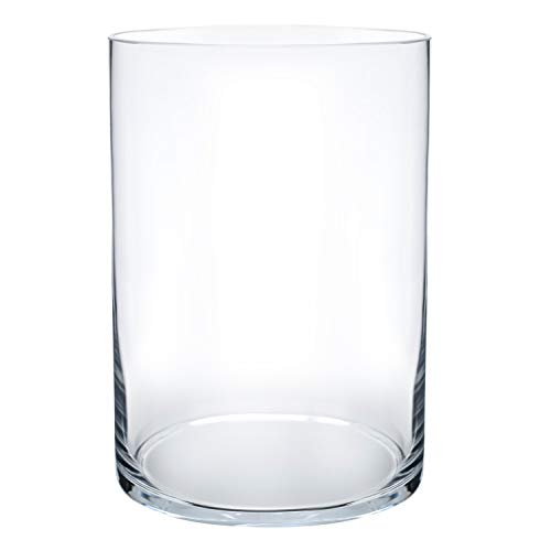 Royal Imports Flower Glass Vase Decorative Centerpiece for Home or Wedding - Cylinder Shape, 8" Tall, 5" Opening, Clear - size: 5" wide x 8" tall