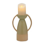 Elements Ceramic Pillar Candle Holder, for Use with Real Wax or Flameless Candles, 7.44x4.41x10 Inch, Green (Pack of 2) - size: 7.44" L x 4.41" W x 10" H (Pack of 2)