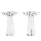 Crystal Taper/Pillar Candle Holders Set of 2, Heavy Solid Hand Cut Candle Stands Set, 6.3 Inches Height, Table Centerpiece Home Decor for Wedding, Dining, Party, Clear