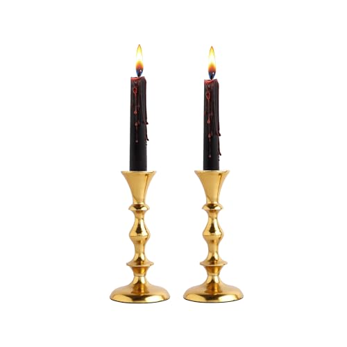 Rely+ Gold Candle Holders Set of 2 Decorative Centerpiece Table Candlesticks Holders for Taper Candles Home Decor Easter Candle Holders for Dinner Party Wedding Decorations - color: Gold