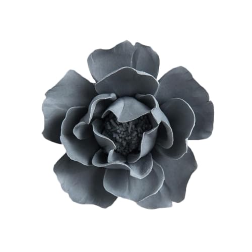 CEUYGT Handmade 3D Ceramic Wall Art Hanging Sculpture Grey Flower Wall Decor for Living Room Bedroom and Bathroom Grey Peony 3.54" (Medium) - color: Grey, size: 3.5"L x 3.5"W