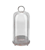 12" High Versatile Modern Metal Hurricane Lantern with Handmade Sturdy Glass Dome in Shabby White for Pillar Candle & Plants, Industrial, Farmhouse (White Shabby, 5"x12") - color: White Shabby, size: 5"x12"
