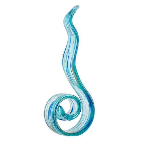 11.4" Tall Hand-Blown Glass Sculpture Murano-Style Sculpture Art Ornament Statue Figurines Home Decor Accent Piece Coastal Ocean Nautical Home Decor,Shelf,TV Stand,Tabletop Centerpieces,Wonderful Gift - color: Light Blue
