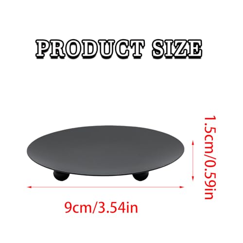 2Pcs Iron Plate Candle Holder Set - 3.54 Inch Decorative Pedestal Candles Stands for Home, Wedding, and Birthday Parties - Elegant Black Candle Holders for Stylish Décor - color: Black, size: Medium