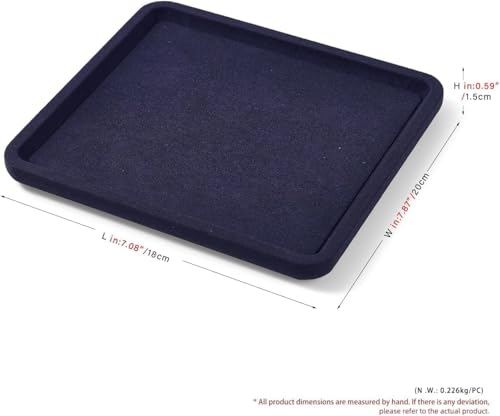 Microfiber Jewelry Trays Stackable Ring Earring Bracelet Necklace Bangle Watch Display Tray Drawer Organizer 7.87 * 7.08 * 0.59inch (Blue - color: Blue, size: 18*20cm Tray