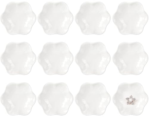 Shappy 12 Pcs Ceramic Jewelry Tray 4.5 in Ring Dish Bulk Decorative Trinket Dish for Bridal Christmas Birthdays Gifts - style: Flower