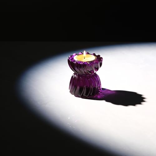 Twizzle Twist Tealight Holder, Decorative Tealight Candle Holder for Table Display, Romantic Decoration, Unique Home Décor Aesthetic, Housewarming Gift, Spiral Sculpture Diwali Tea Light Stand - color: Purple
