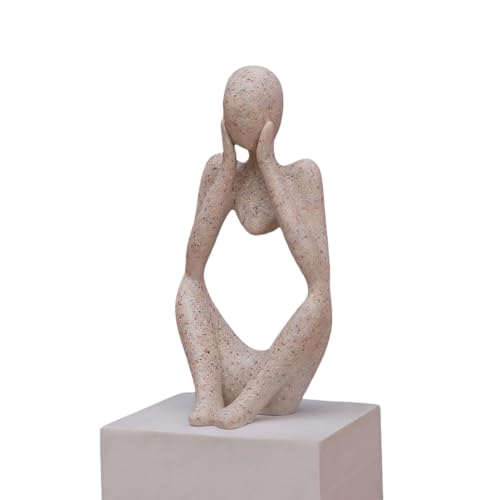 Minimalist Thinker Statue - Abstract Sculpture for Home & Office Decor | Boho Shelf & Coffee Table Accent (Profound Muse-Grey) - color: Profound Muse-grey