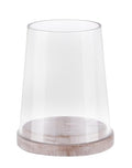8" Wide Glass Hurricane Candle Holders with Handmade Sturdy Glass Sleeves and Distressed Brown Wood Base for Pillar Candle & Plants, Industrial, Farmhouse, Display Cloche Bell Jars, Table Centerpiece - color: Rustic Brown, size: 8.5"x11"
