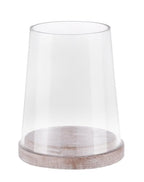 8" Wide Glass Hurricane Candle Holders with Handmade Sturdy Glass Sleeves and Distressed Brown Wood Base for Pillar Candle & Plants, Industrial, Farmhouse, Display Cloche Bell Jars, Table Centerpiece - color: Rustic Brown, size: 8.5"x11"