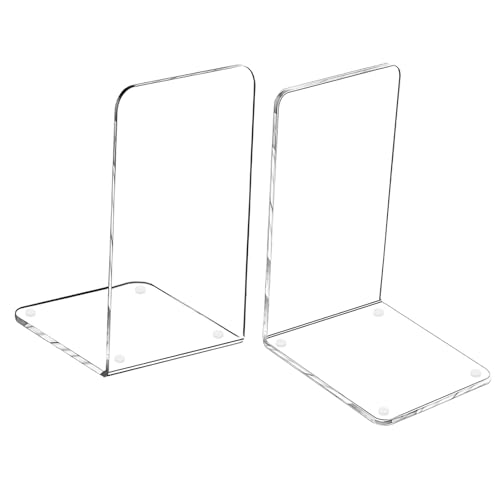 MerryNine Clear Book Ends 2pcs, Acrylic Bookends for Shelves, Non-Slip Bookend Decorative for Heavy Duty Book, Books Holder Stopper for Kids, Bookshelf Dividers Books Organizer for Office Home School - color: Th:3mm/0.12", size: 2 Pcs - 7.08 x 4.72 in