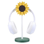 Yookeer Sunflower Headphone Stand Decorative Cute Sunflower Headphone Stand Yellow Wood Desk Decor for Gamer Room Office Desk Christmas Gaming Gifts for Women Office Worker - style: Sunflower