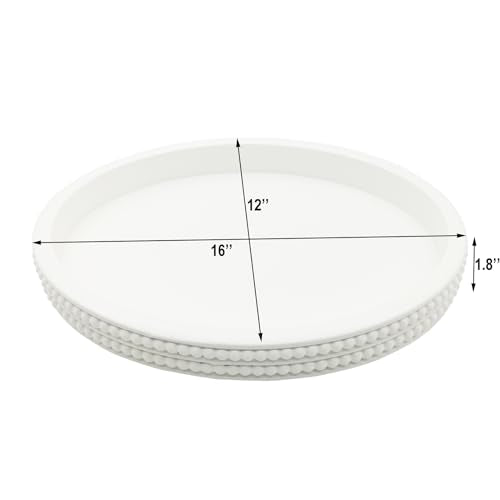 Carah & Cossh Oval Wooden Tray, Modern Decorative Tray 16''x12'', Oval Farmhouse Rustic Serving Tray, Table Centre Tray, Perfect for Storage and Display (White) - color: White
