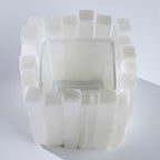 Natural Selenite Candle Holder for Tea Lights Irregularly Arranged Selenite Wand Candlesticks - Elegant Home Decor (Square Candle Holder)