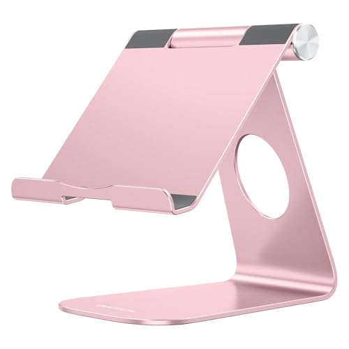 OMOTON Tablet Stand Holder Adjustable, T1 Desktop Aluminum Tablet Dock Cradle Compatible with iPad Air/Mini, iPad 10.2/9.7, iPad Pro 11/12.9, Samsung Tab and More, Rose Gold - color: Rose Gold