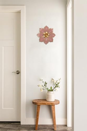 10" Metal Flowers Wall Decor, Pink & Gold 3D Floral Metal Wall Art Decor for Inoor & Outdoor Use, Vintage & Modern Walls Arts for Bathroom, Living Room, Bedroom, Office, Garden, Patio, Porch, 1 Piece - color: # 1 Pink