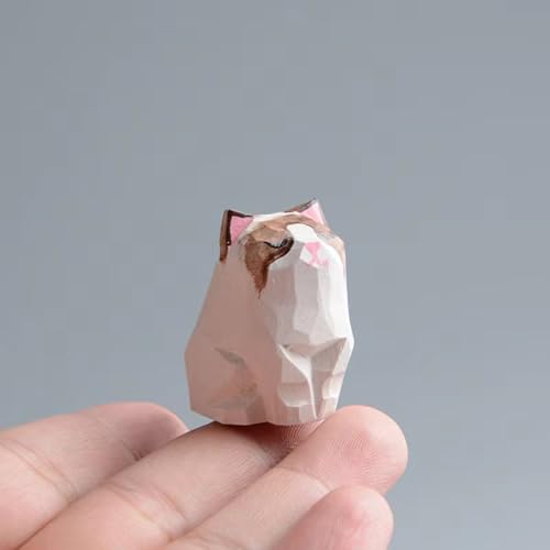 Wooden Cat Figurines Sculpture Statue Lovely Small Carved Orange Cat Statue Handmade Wood Kitten Art Carving Work for Home Office Decoration (Little Bu Ou Cat) - color: Little Bu Ou Cat