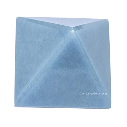 Amazing Gemstone Angelite Pyramid Crystal Healing Stones - 2" Great Pyramid Figurine of Natural Stone Pyramid for Meditation, Reiki, Chakra Balancing and Crystal Pyramids Grid - color: Angelite