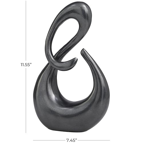 Deco 79 Aluminum Metal Abstract Decorative Sculpture Swirl Home Decor Statue, Accent Figurine 7" x 3" x 12", Dark Gray - color: Dark Gray, size: 7" x 3" x 12"
