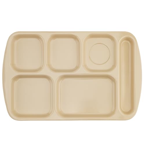 G.E.T. 6 Compartment School Cafeteria Tray, Right Handed, 10" x 15", Tan (4 Pack) - color: Tan, size: 10" x 15", style: 4 Pack Right Handed Trays