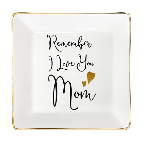 Mom Gifts from Sister Mothers Day Gifts Birthday Gifts for Mum Christmas Thanksgiving Gift Female Small Unique Trinket Tray Ceramic Jewelry Dish Ring Holder,Remember I Love You Mom - color: Remember Mom