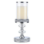 Pillar Candle Holders, Candle Holders for Pillar Candle, Crystal Candlesticks Holder for Home Decor, Wedding, Events, Coffee Dining Table CH048MD - size: Silver ( M )