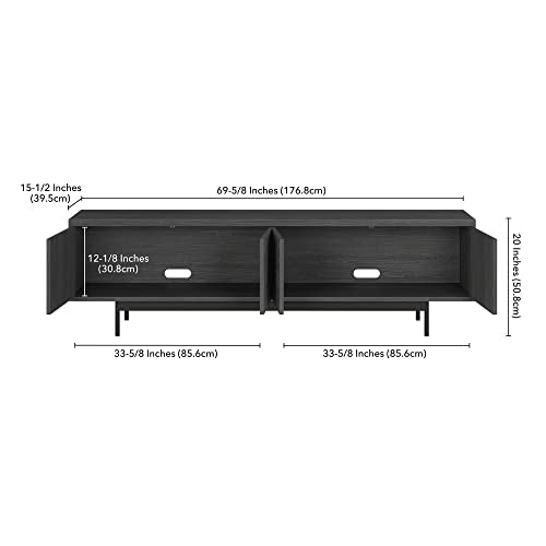Henn&Hart Whitman, 70'' Rectangular TV Stand, Charcoal Gray - color: Charcoal Gray, size: 70'' Rectangular TV Stand
