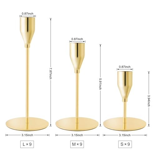 Gold Taper Candle Holders Set of 27, Modern Metal Staggered Candlestick Holders Bulk, Wedding Table Centerpiece,Mantel Decor, Elegant Home Dinner Party Anniversary Festival Decorations - color: Gold, size: Set of 27