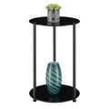 Convenience Concepts Designs2Go Classic Glass 2 Tier Round End Table 15.75" - Modern Side Table for Living Room, Tempered Glass Table with Storage Shelves for Bathroom, Bedroom, Office, Black/Black - color: Black Glass