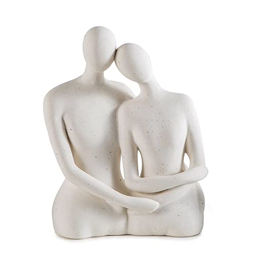 Mowtanco Couple Figurines – Modern Ceramic Sculpture for Home Decor, Living Room, Bedroom, Shelf, Office, Coffee Table – Abstract Collectible Statue Gift for Wedding or Anniversary