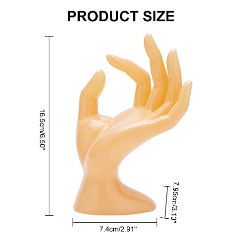 Plastic Hand Jewelry Display Holder, Moccasin OK Shaped Hand Ring Jewelry Organizer for Earring, Ring, Watch, Bracelet Storage, 2.91 x 3.13 x 6.49 Inches - color: Yellow