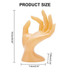 Plastic Hand Jewelry Display Holder, Moccasin OK Shaped Hand Ring Jewelry Organizer for Earring, Ring, Watch, Bracelet Storage, 2.91 x 3.13 x 6.49 Inches - color: Yellow