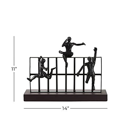 Deco 79 Black Metal Contemporary Sculpture, Climbing 10 x 14 x 9 - size: 14"L x 9"W x 10"H