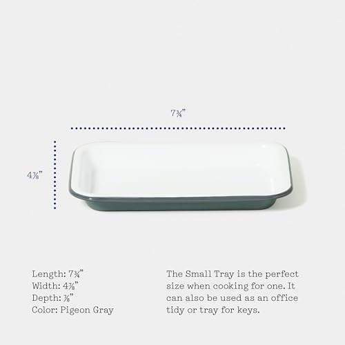 Falcon Enamelware Enamel Small Tray, 7.75” × 5”, Heavy-Gauge Steel Tray for Kitchen, Serving or Organizing (Pigeon Gray)