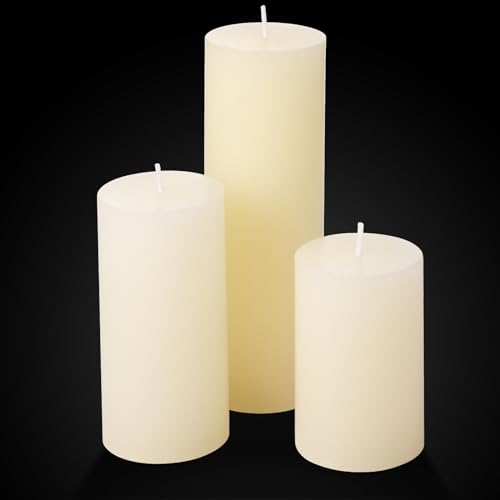 Shihanee Set of 6 Pillar Candles with Glass Cylinder Vases Clear Cylinder Hurricane Candleholders for Slim Tall Pillar Candles Wedding Table Centerpieces(2.6'' X 4.7'', 5.9'', 7.9'',Ivory) - color: Ivory White, size: 2.6'' X 4.7'', 5.9'', 7.9''