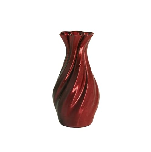 Large 8-Inch Tall Spiral Vase – Modern Waterproof Flower Vase for Centerpieces & Home Decor - 3D Printed PLA Plastic — Not Glass (Black-Red) - color: Black-red