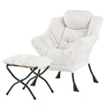 Tiita Lazy Chair with Ottoman, Beige Modern Large Accent Chair, Comfy Leisure Sofa Armchair with Ottoman, Reading Chair with Footrest for Bedroom, Living Room, Dorm Rooms, Beige - color: Peach Skin Beige