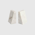 Solid White Marble Bookends - Set of 2 Heavyweight Luxury Bookends for Modern Shelves