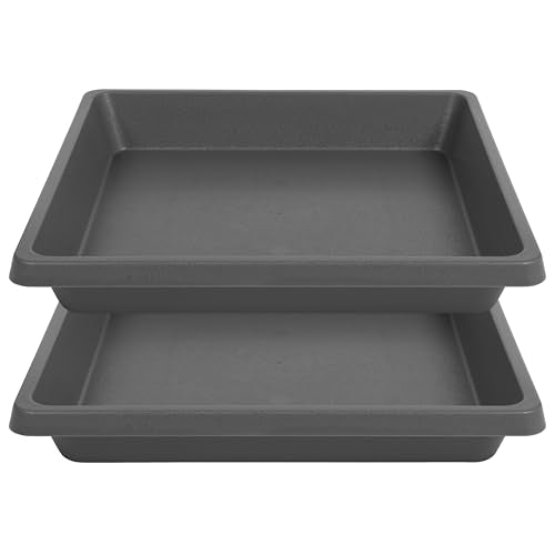 Plant Saucer 12 Inch Square 2 Pack, Plastic Plant Drip Trays, Plant Saucers for Indoors and Outdoors, Flower Pot Saucers, Saucers for Potted Plants, Planter Saucer, Plant Water Catcher Trays for Pots - color: Gray, size: 12"(2Pack)