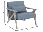 INZOY Mid Century Modern Chair with Wood Frame, Upholstered Armchair with Waist Cushion, Accent Chair for Living Room Bedroom Apartment, Easy Assembly, Blue - color: Blue