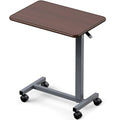 WOTURE Adjustable Overbed Table with Wheels, Pneumatic Height Adjustment, Ideal for Hospital Use or At Home as Bed Tray, Standing Desk, Bedridden & Mobility Needs, Walnut - color: Walnut
