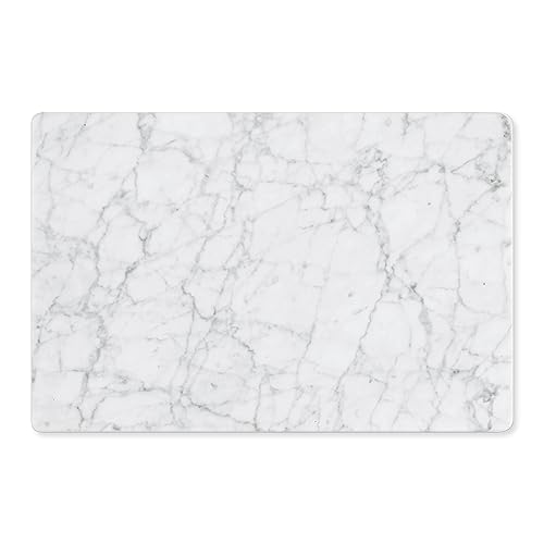 Yew & Tulip 16"x10" White Marble Board with Non-Slip Rubber Feet - Dough Pastry and Cutting Board