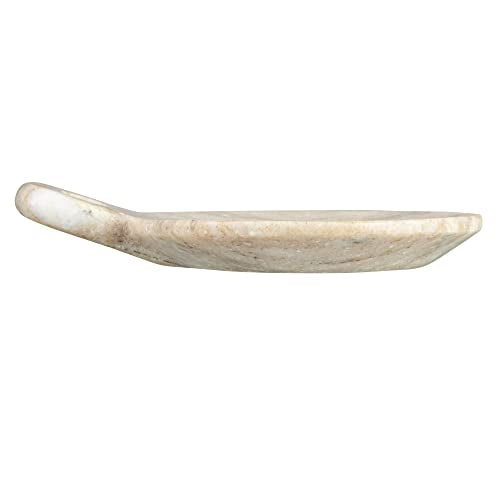 Creative Co-Op Hand-Carved Marble Dish with Handle, Beige - color: Beige, size: 5" x 4"