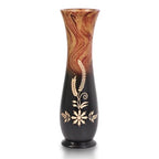Aeravida Floral in The Garden Hand Craved 14-inch Mango Tree Wood Vase | Wooden Large Flower Vase | Home Decor